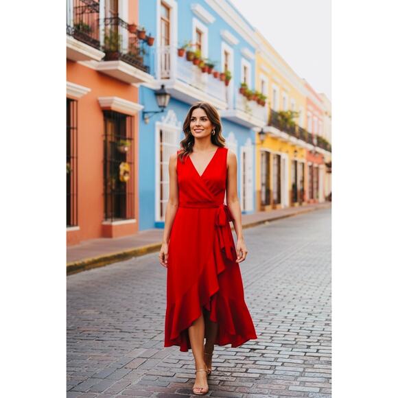 Calvin Klein Women's Red Dress Size 8 NWT - Picture 2 of 16